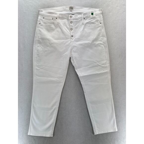 J.Crew 10" Vintage Slim Straight Jeans Women's 36 White Stretch Denim Button Fly - Picture 1 of 16